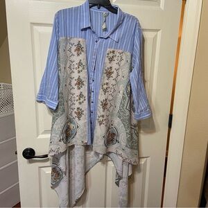 Aratta Blue and Gray Floral Tunic